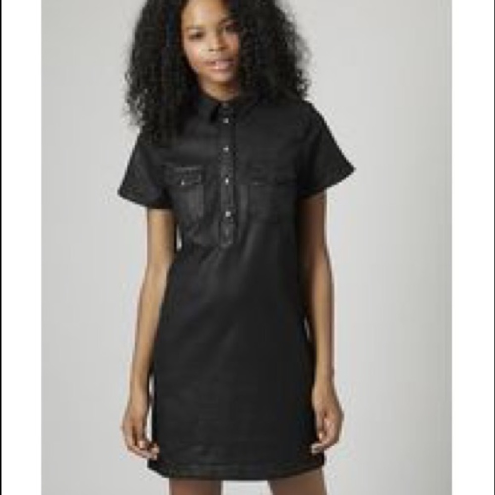 Topshop Moto waxed shirt dress
